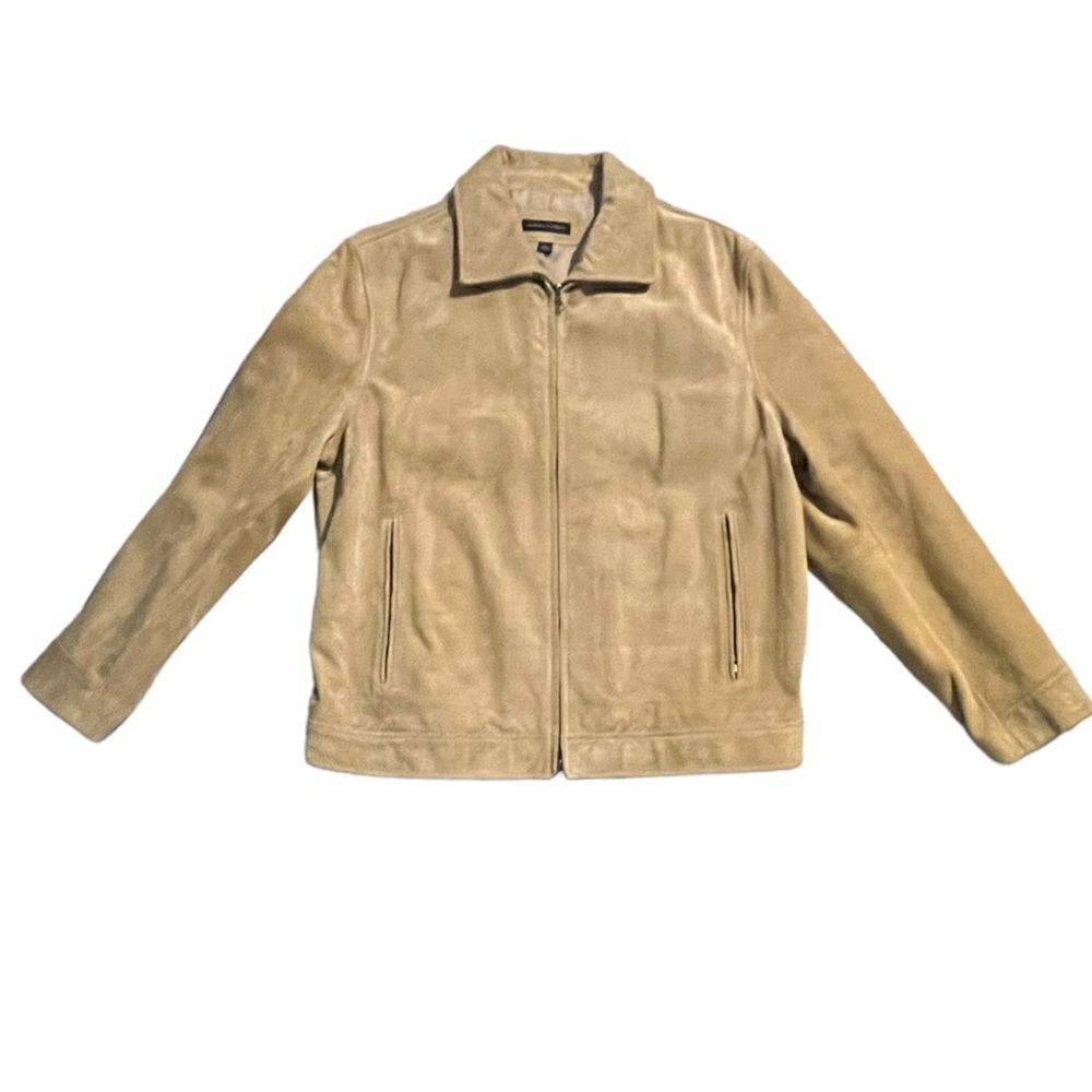 Men's Banana Republic Camel Suede Front Zip Jacket New With Tags Size Large - Picture 6 of 13